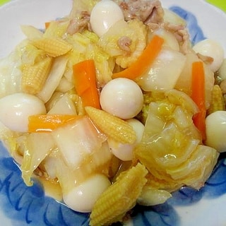 白菜と豚肉ヤングコーンの中華煮